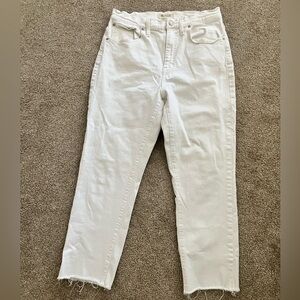 Madewell White High Rise Slim Crop Boyfriend Raw Hem Jeans Size 29